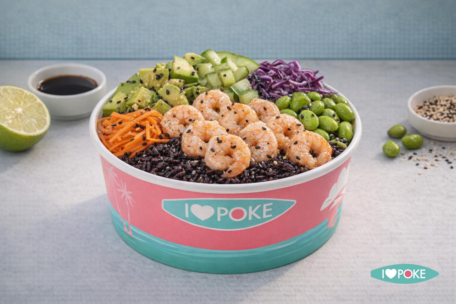 Healthy Poke Bowl Gamberi e Riso Venere