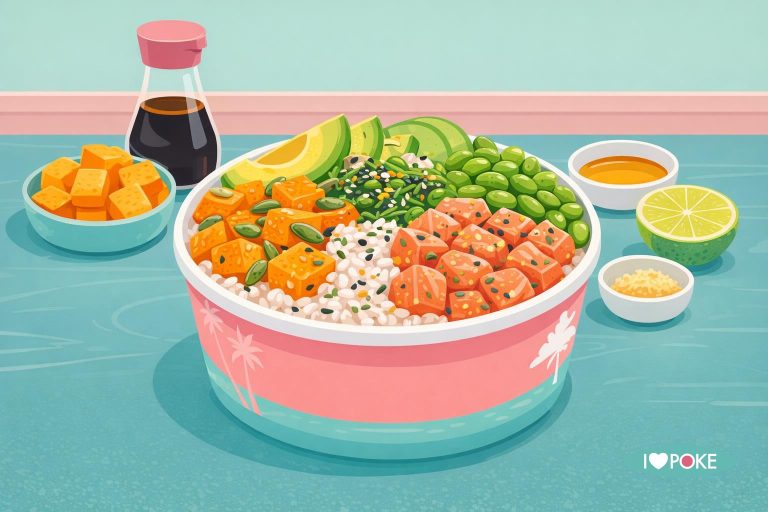 Poke bowl autunnale con zucca e salmone