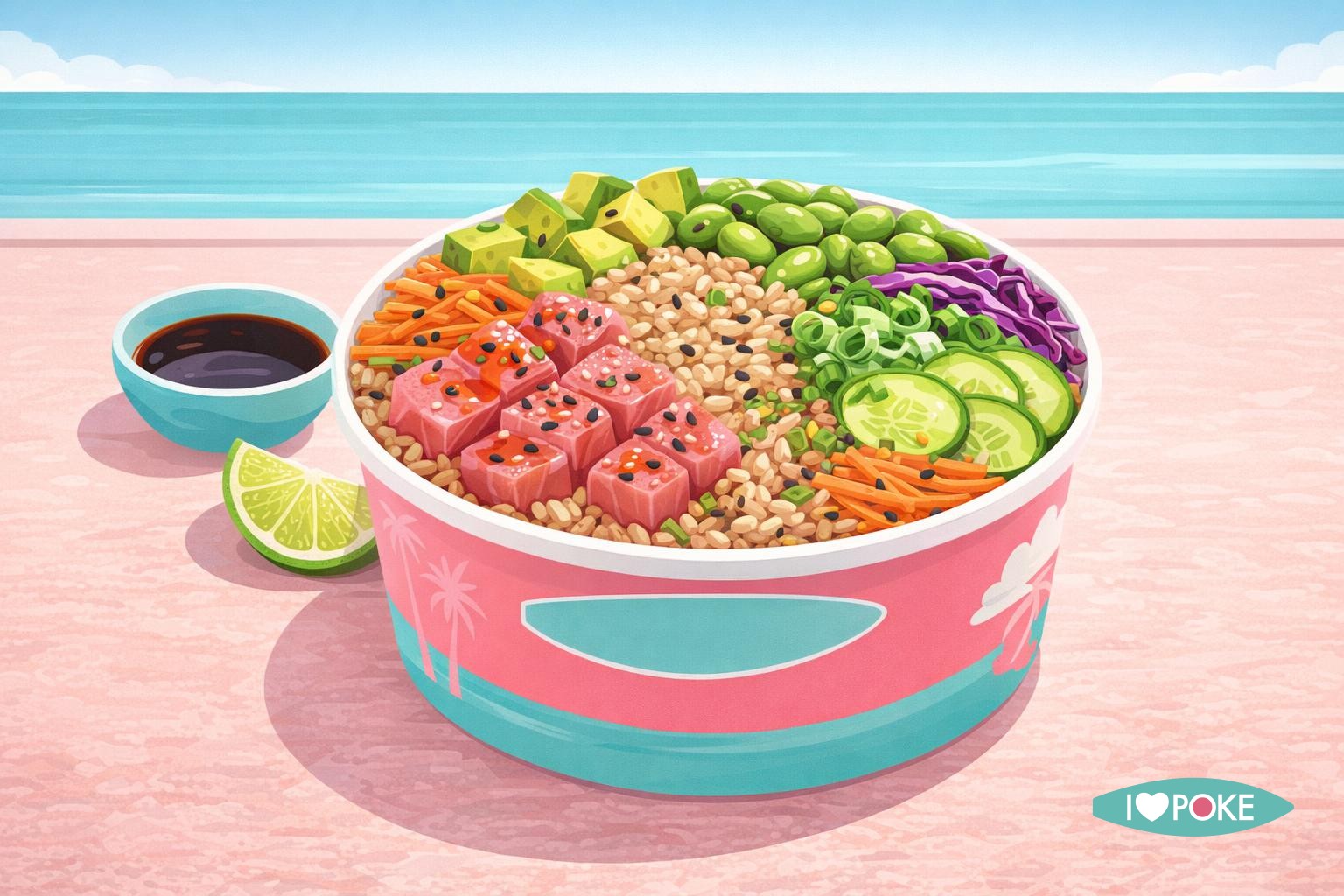Poke bowl con riso integrale e tonno