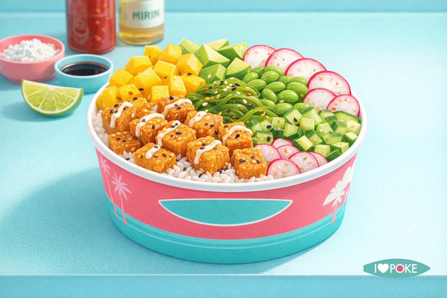 Poke bowl con tofu croccante e mango