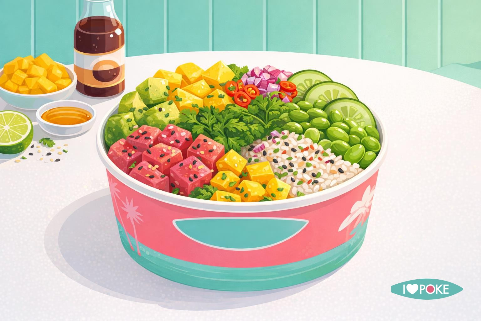 Poke bowl dairy free con tonno e mango