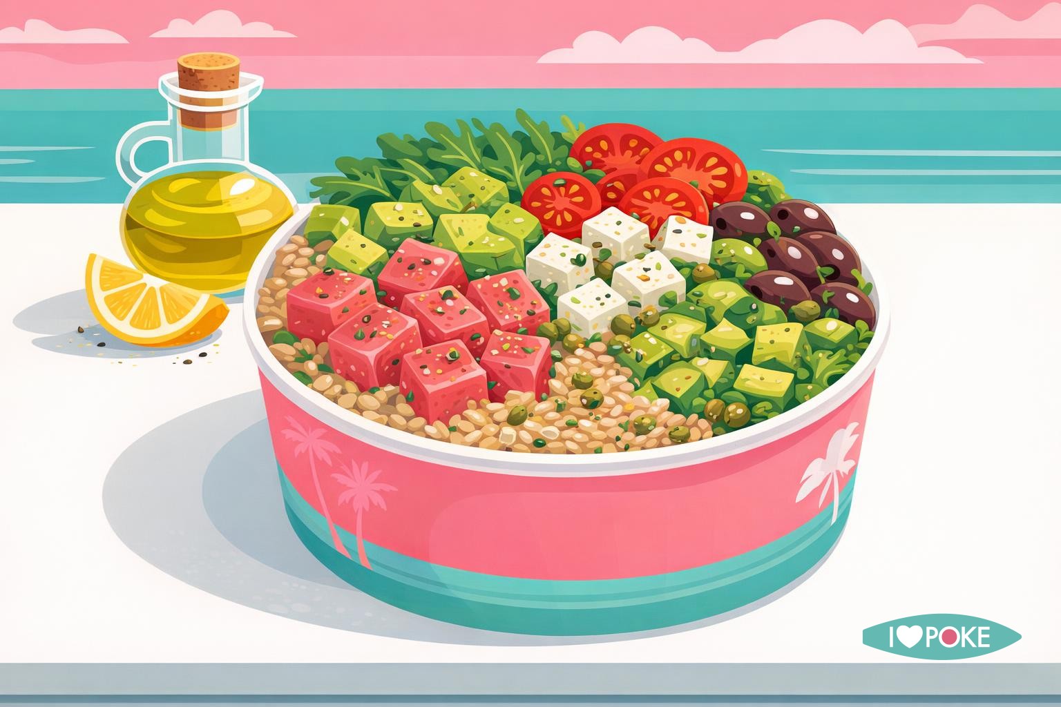 Poke bowl ispirata alla dieta mediterranea