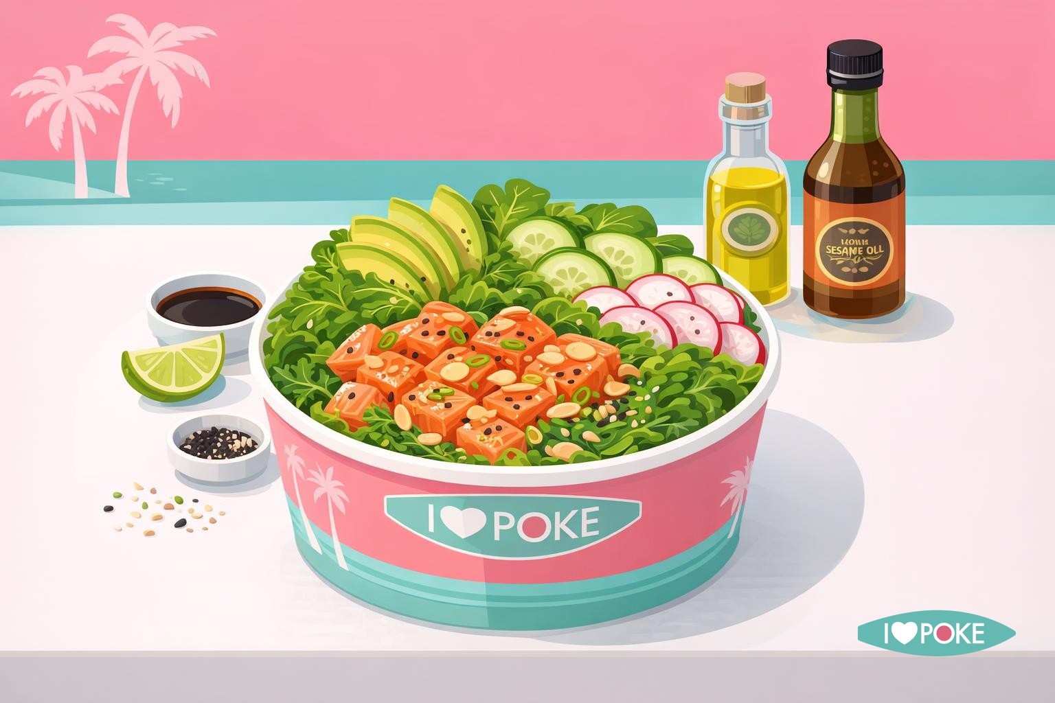 Poke bowl keto-friendly con base insalata