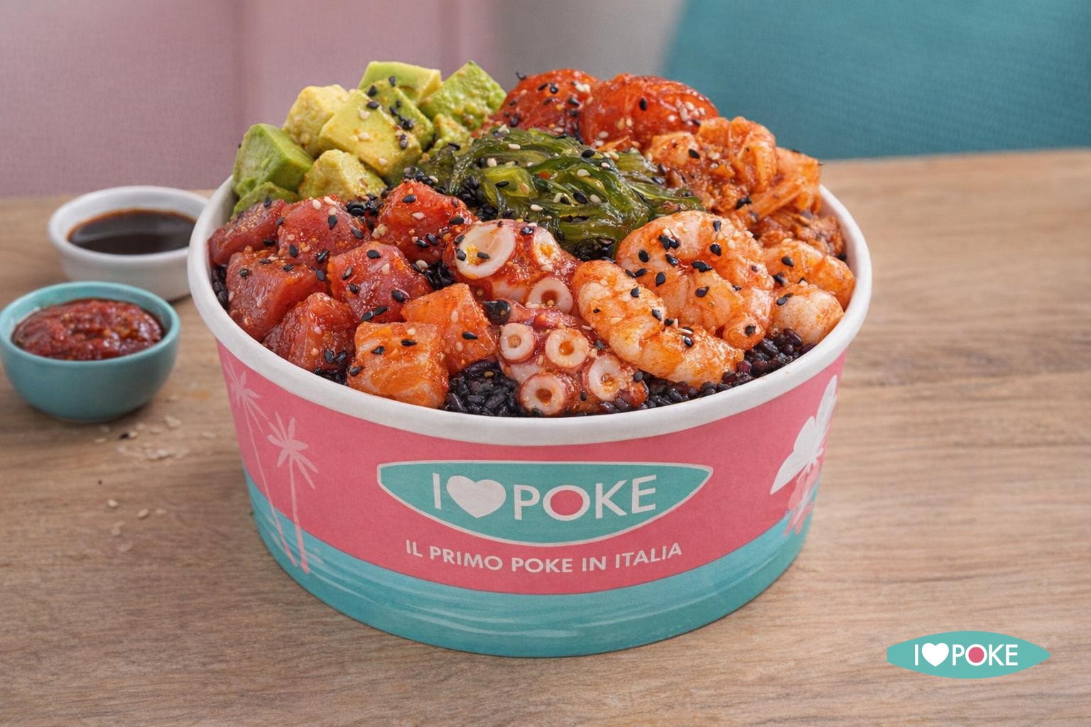 Poke Mixed Seafood Bowl with Gochujang Sauce