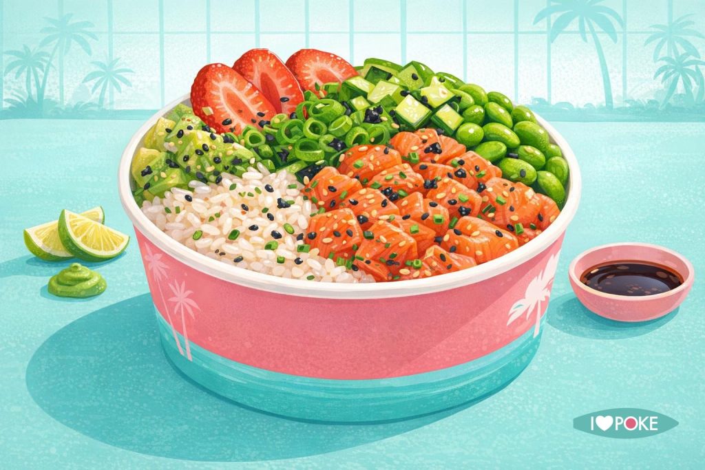 Poke bowl primaverile con edamame e fragole