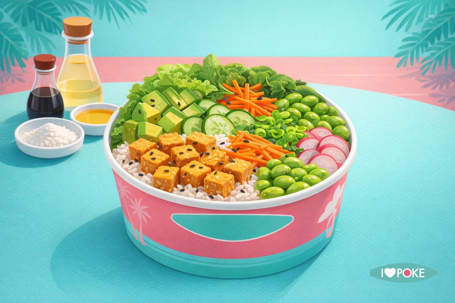 Poke bowl senza pesce con tofu croccante