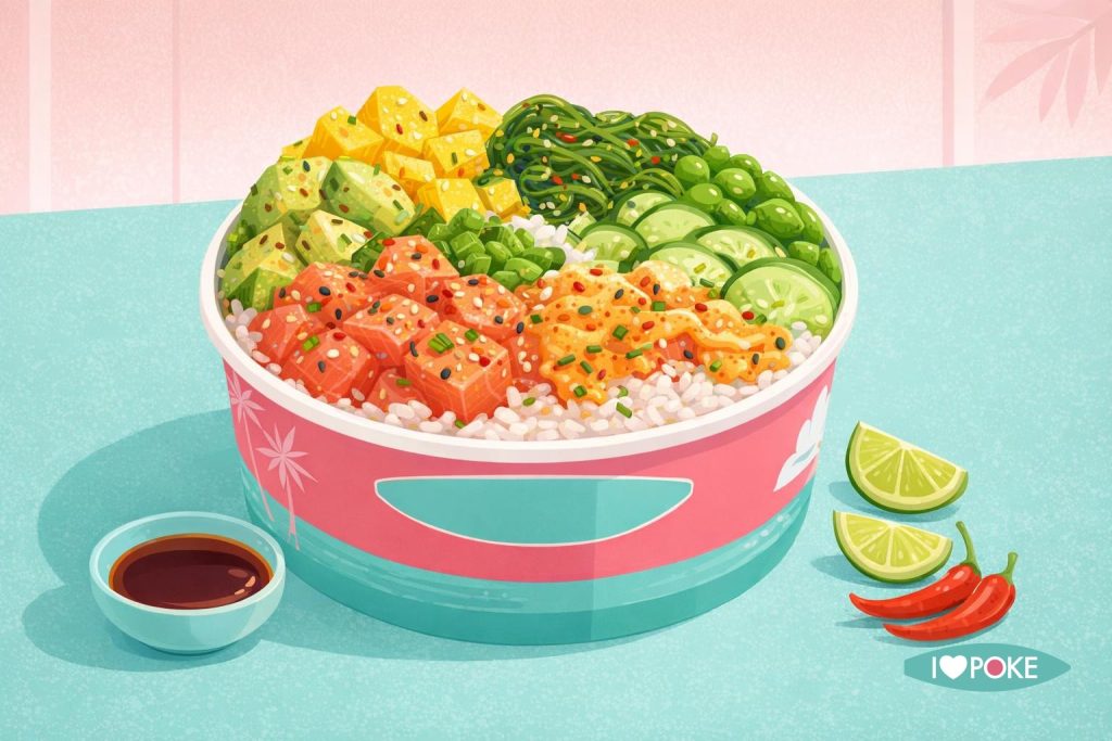 Poke bowl tropicale con salmone e mango