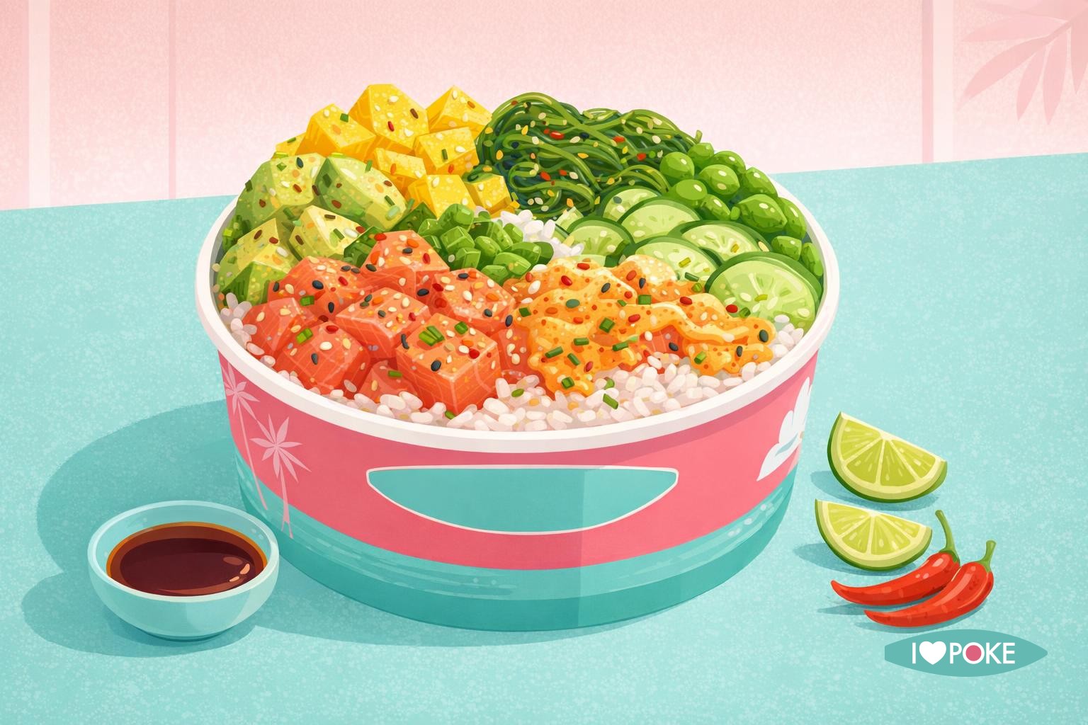 Poke bowl tropicale con salmone e mango