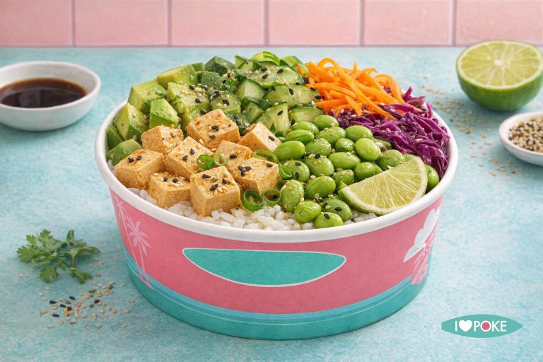Poke bowl vegan tofu edamame