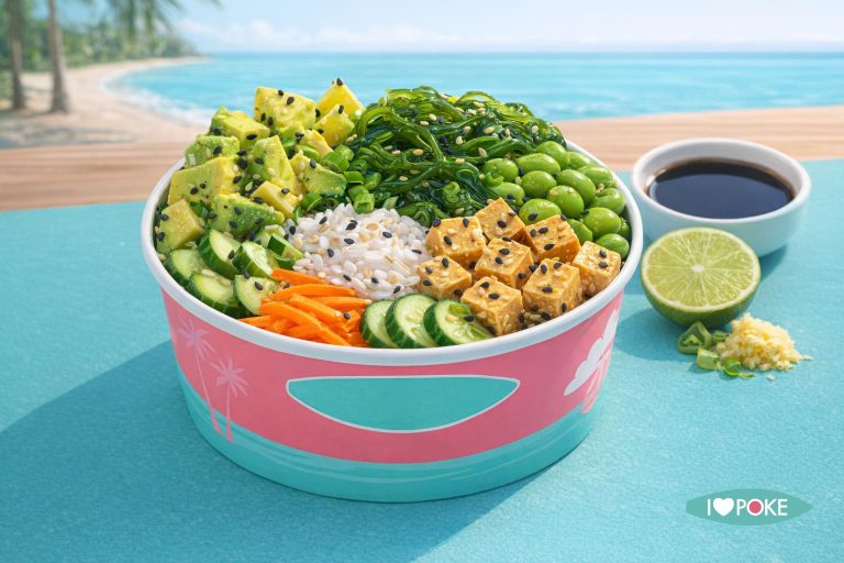 Poke bowl vegana con tofu ed edamame