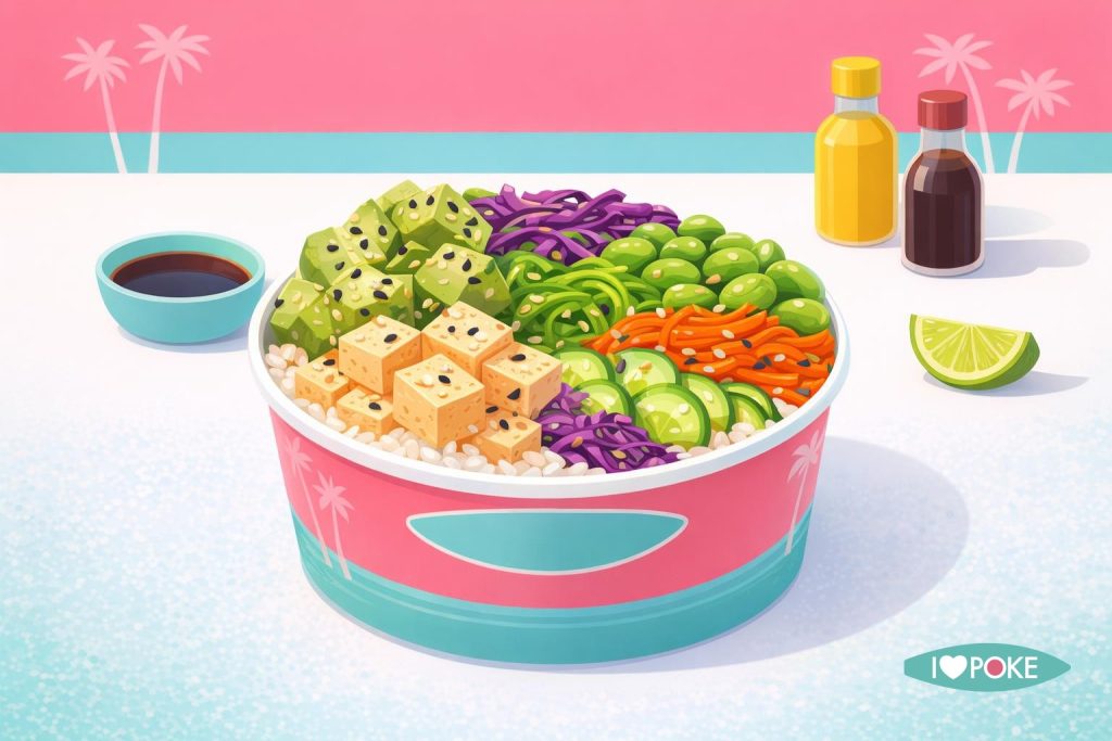 Poke bowl vegetariana con verdure croccanti