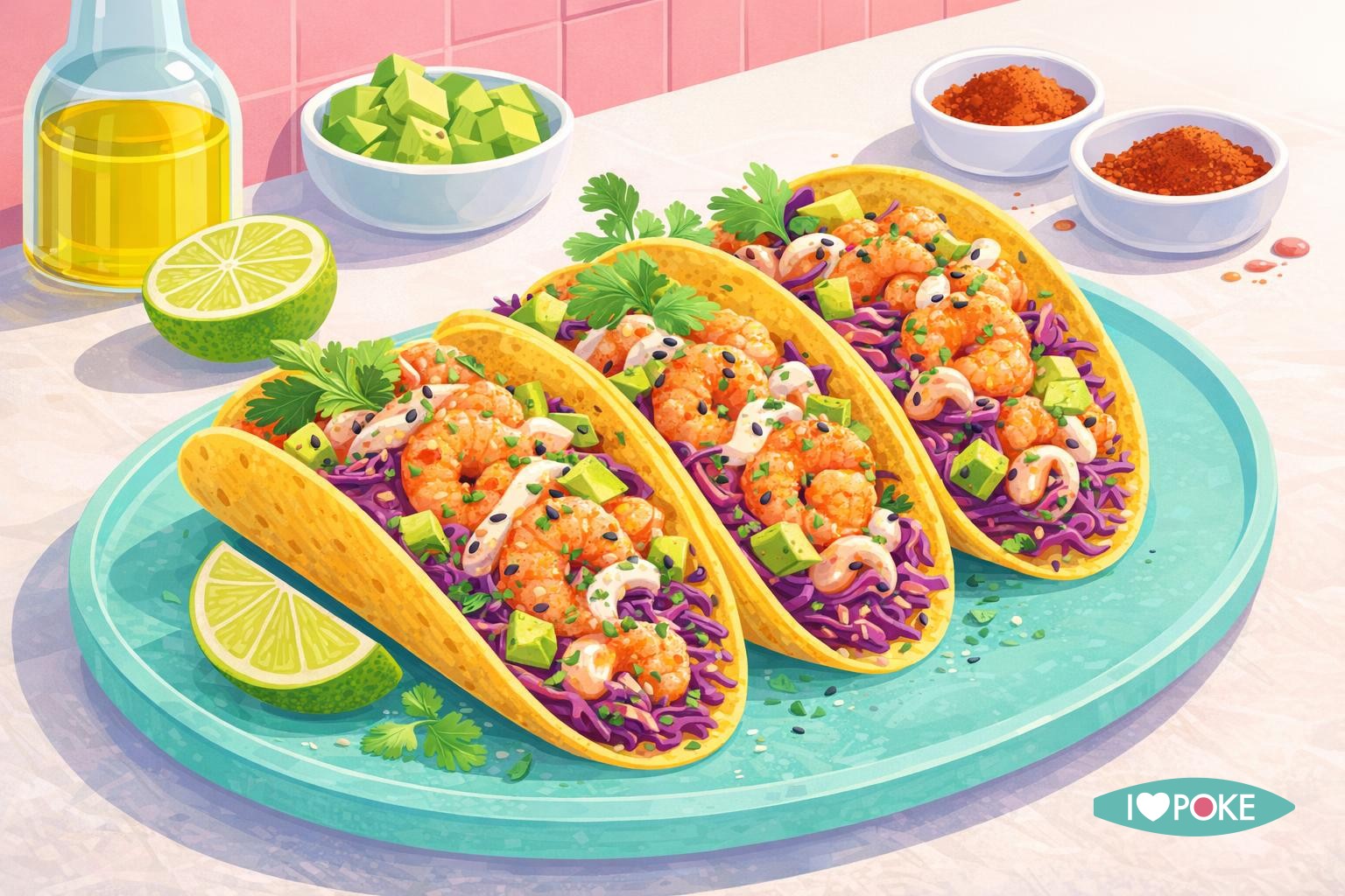 Tacos Gamberi e Cavolo Rosso