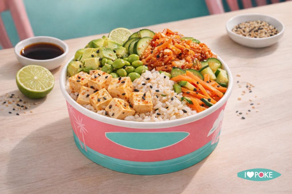 Vegan Poke Bowl Kimchi e Tofu