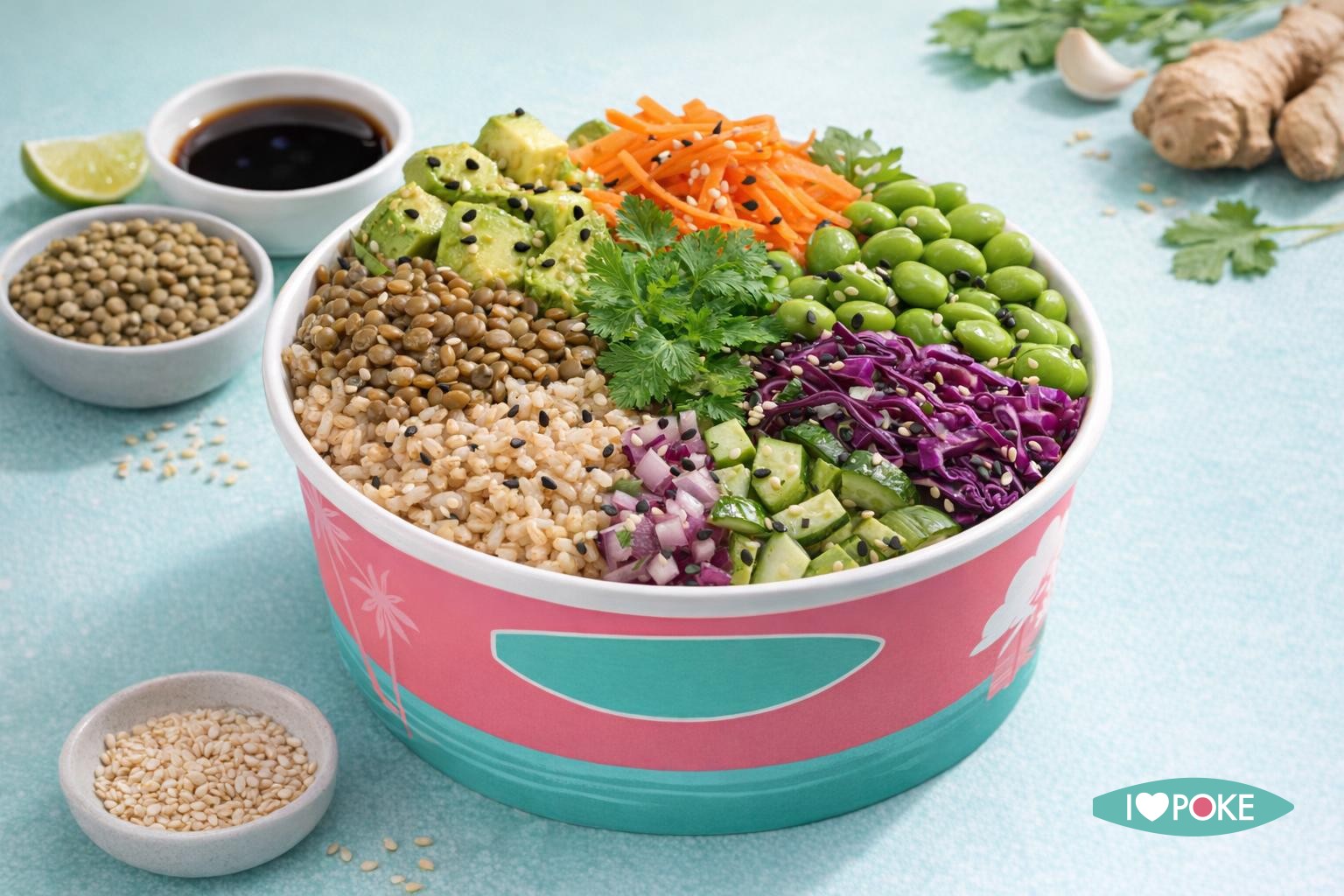 Vegan Poke Bowl Lenticchie e Verdure