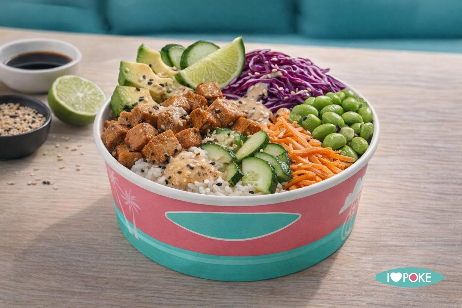 Vegan Poke Bowl Seitan e Cavolo Rosso