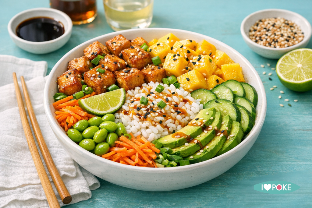 Vegan Poke Bowl Tofu Mango e Cetriolo